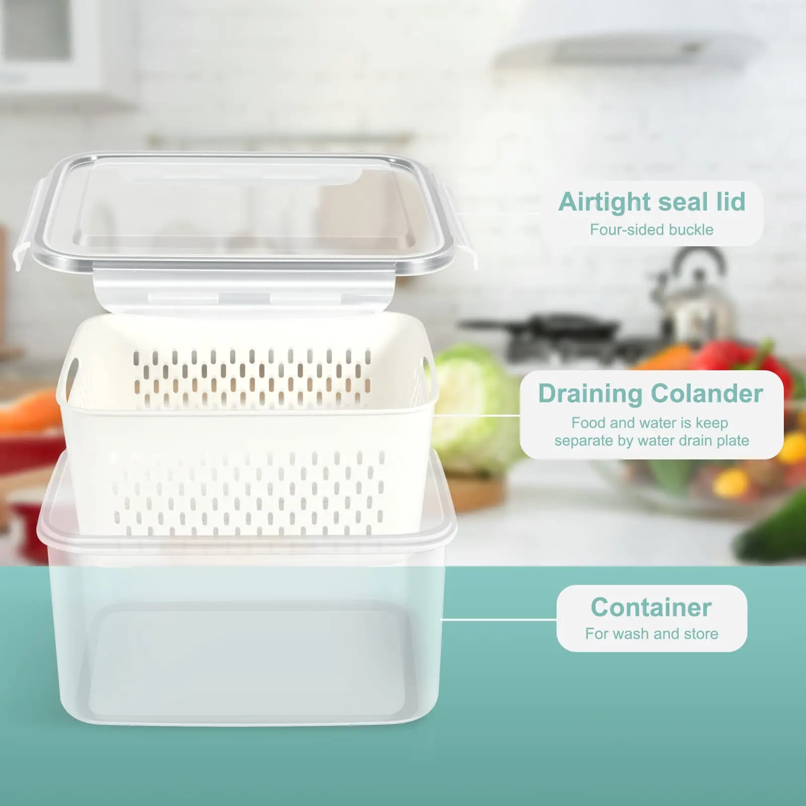 Refrigerator Food Produce Saver Storage Containers With Lid Fridge Fresh  Vegetable Colander Storage Box Kitchen Organization - AliExpress