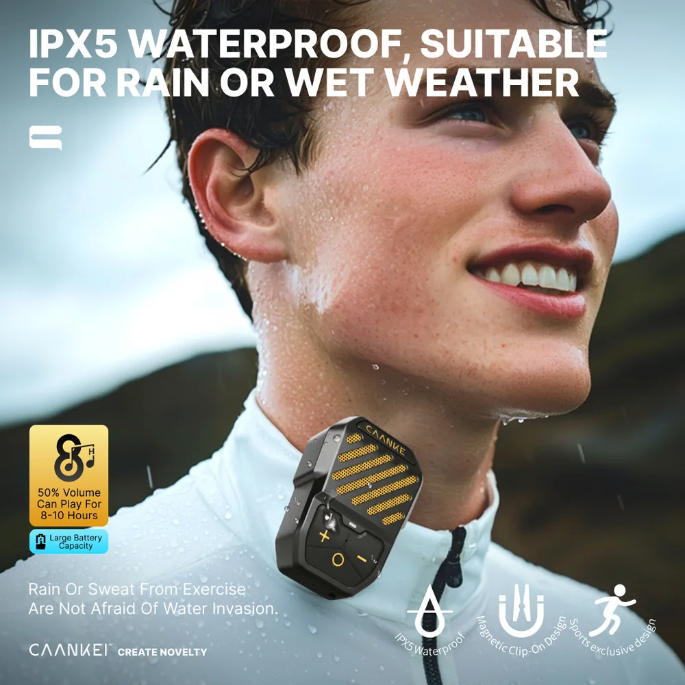 Compact Waterproof Portable Bluetooth Speaker with Built-in Microphone and Clip