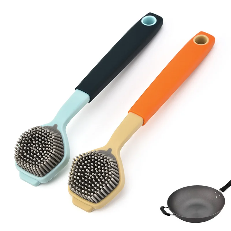 Dish Wash Brush With Handle Kitchen Scrub Brush For Cleaning Kitchen  Silicone Scrub Brush For Pot And Pan Kitchen Sink Brush - AliExpress