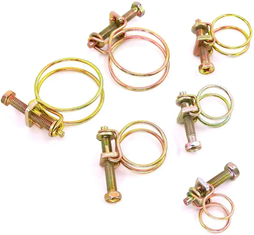 42-Pcs 6-Size Adjustable Steel Wire Tube Hose Clamps Assortment Kit - Size included 1/2'', 5/8'', 3/4'', 7/8'', 1-1/8'', 1-1/4''