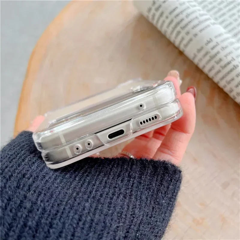 Clear Phone Case for Samsung Galaxy Z Flip 6 5 4 3 5G Hinge Plastic Back Cover