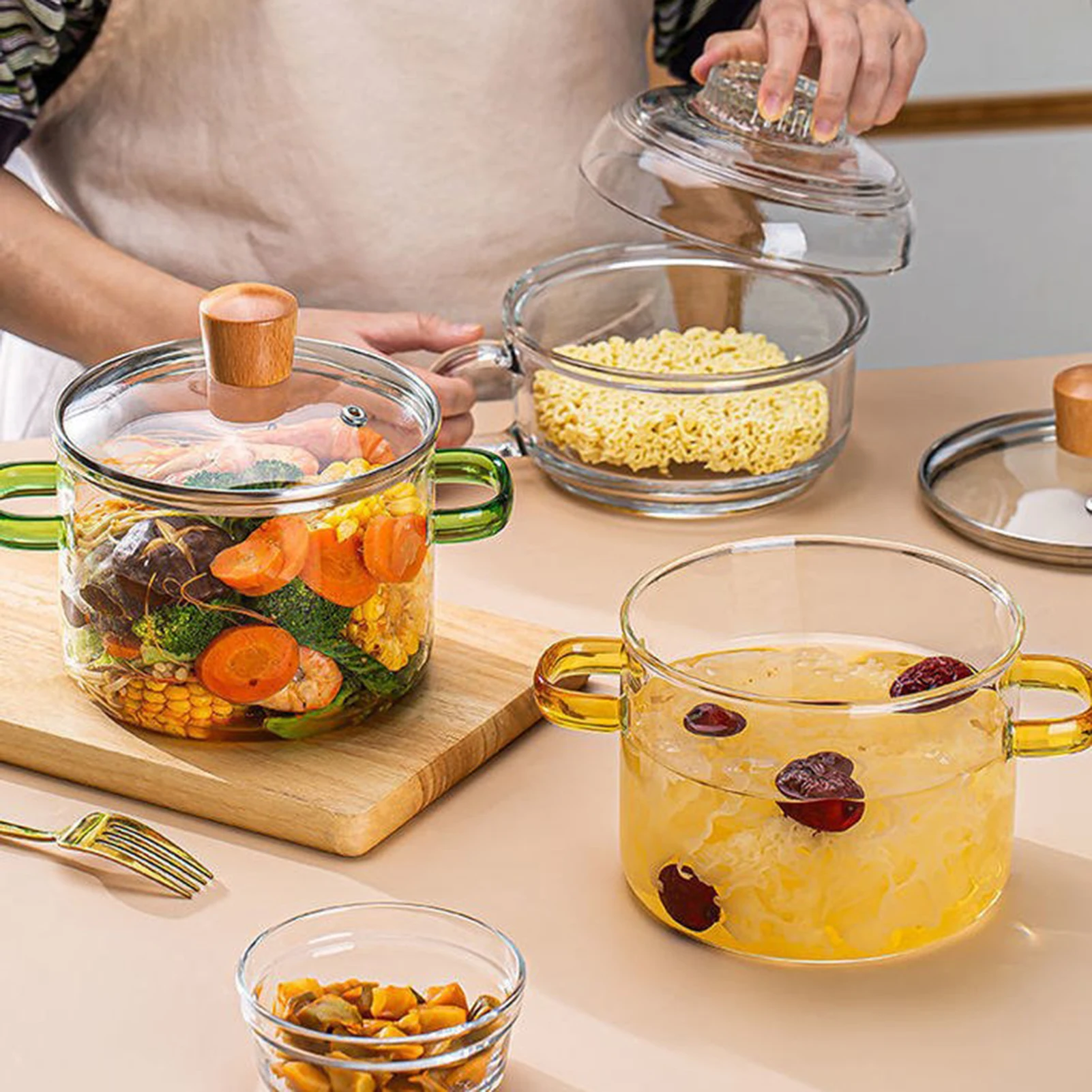 High Borosilicate Glass Simmer Pot With Handle