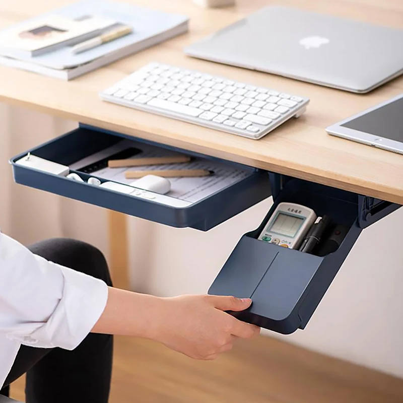 Under Desk Drawer Adhesive Storage Box For Office Pen Holder Hidden