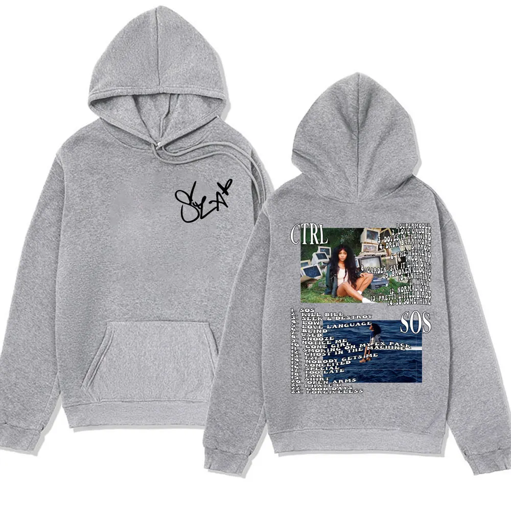 Hip Hop SZA Ctrl Music Album Cover Print Hoodies Men Women's Fashion Oversized Retro Sweatshirt Casual Streetwear Pullover Tops