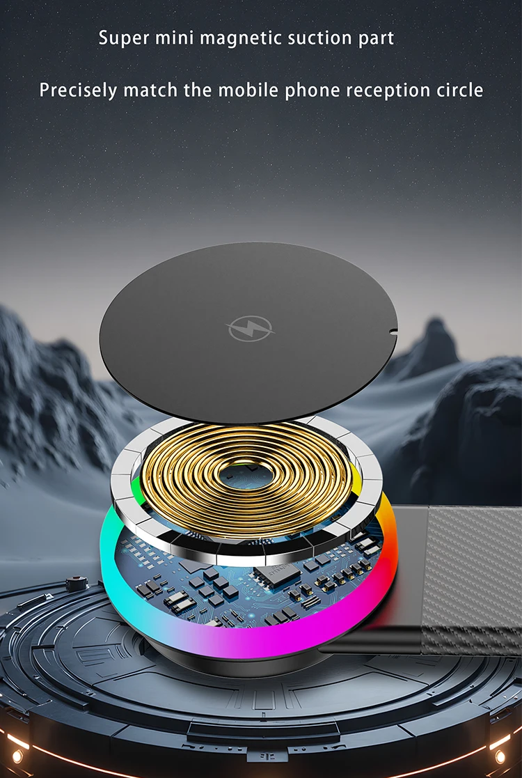 Qi2 wireless car charger LED night view