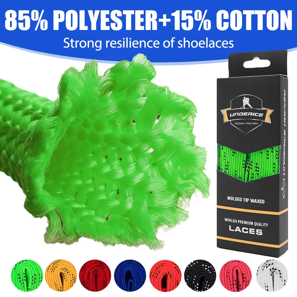Ice Hockey Shoelaces Box Packed Ice Hockey Skate Laces 84/96/108/120in Dual Layer Braid Extra Reinforced Shoelace