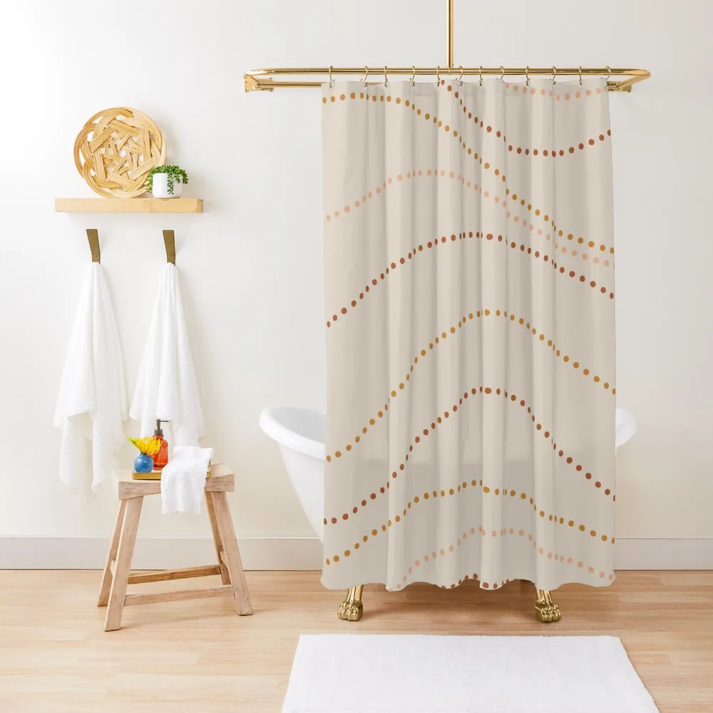 

Dotted Waves Minimalist Neutral Pattern In Sand Beige and Earth Tones Shower Curtain Bathroom Accessories