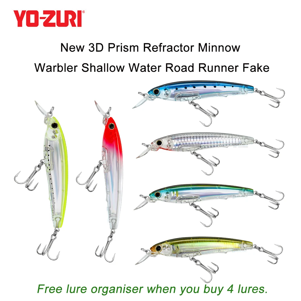 

Japan YO-ZURI Mino 3D Prismatic Refractor R1409 Bass Warbler Shallow Water Road Runner False Bait Hard Bait