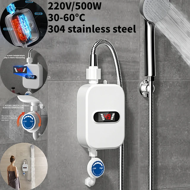 Calentador de agua eléctrico instantáneo de 3500W, grifo de ducha montado  en la pared, calentador de agua caliente de seguridad de potencia  automática-Off, pantalla Digital LCD - AliExpress