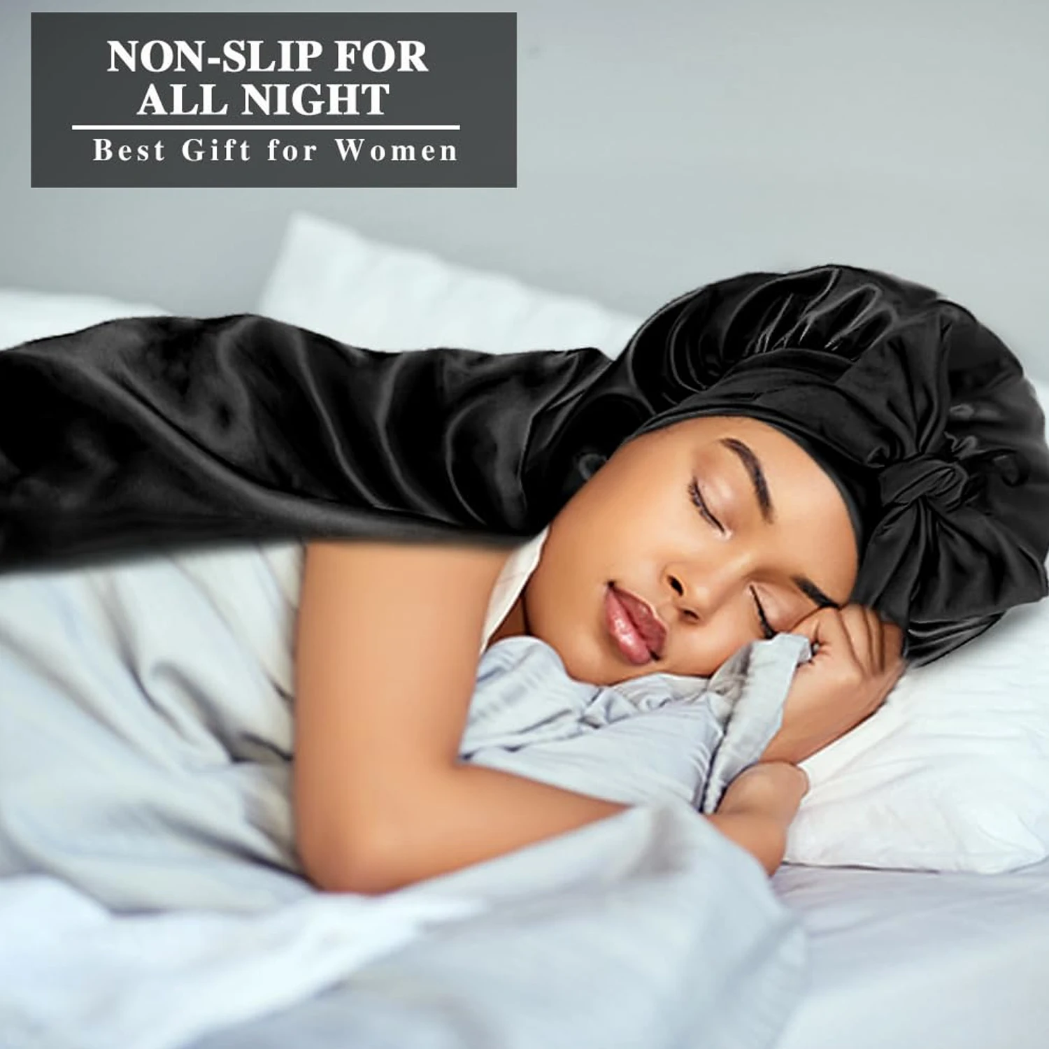 Women's Fashion Bonnet Long Edition Silk Smooth Ding Elastic Comfortable Personalized Casual Sleeping Hat