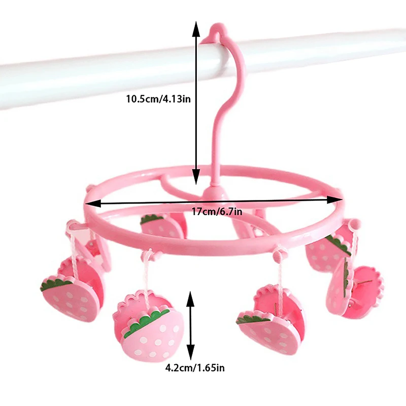 Cute Pink Student Dormitory With Strawberry, Heart-shaped Mini Plastic Clothes Hanger, Sock Clip And Underwear Clip 6