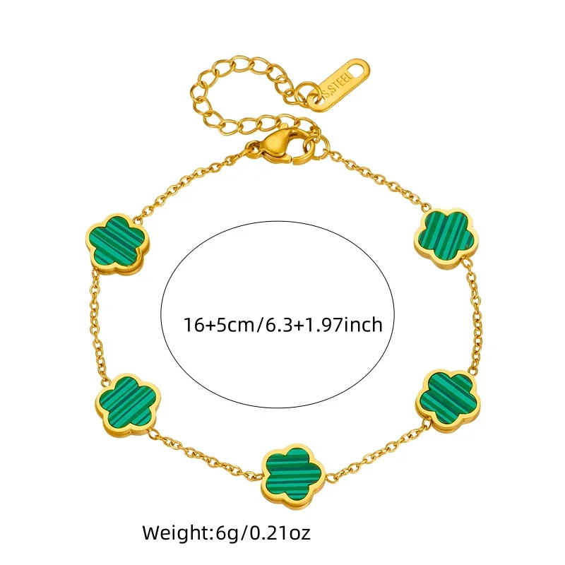XIYANIKE 316L Stainless Steel 5-Leaf Flower Earring Bracelet Necklace Jewelry Set Exquisite Clover Accessory Women Trendy Gift 2