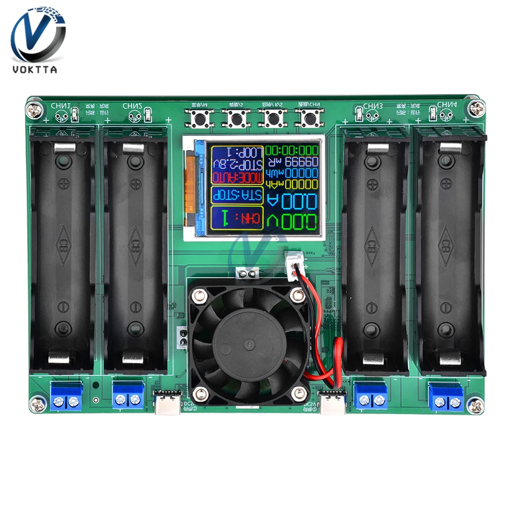 4 Channel 18650 Lithium Battery Capacity Tester Module MAh MWh Digital