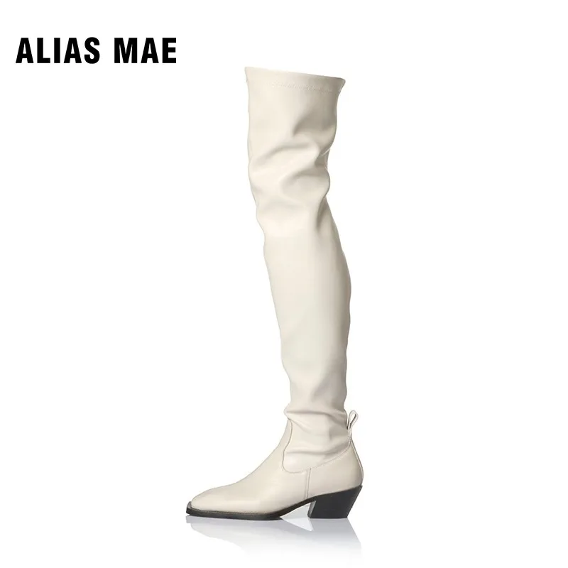 

ALIAS MAE PEARLY Fashion Retro Martin Boots Women's Knee Over Four Seasons Outdoor 2023 New Motorcycle Cowhide Ankle Feet