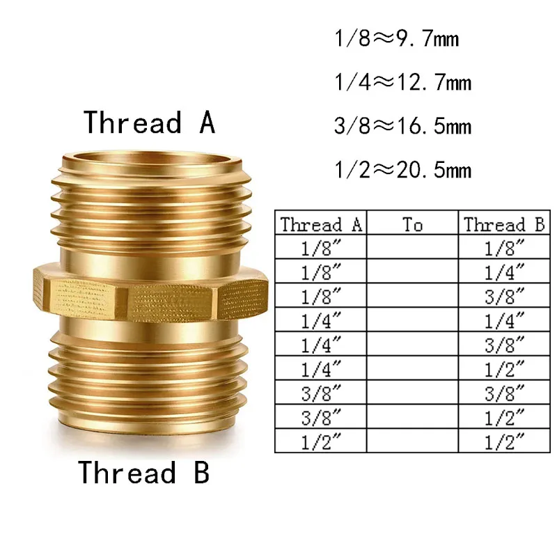 Brass Hex Nipple Coupler Fittings Male Thread Adapter Connector Reducing Joint 1/8 1/4 3/8 1/2 BSP Water Oil Gas Pipe fitting