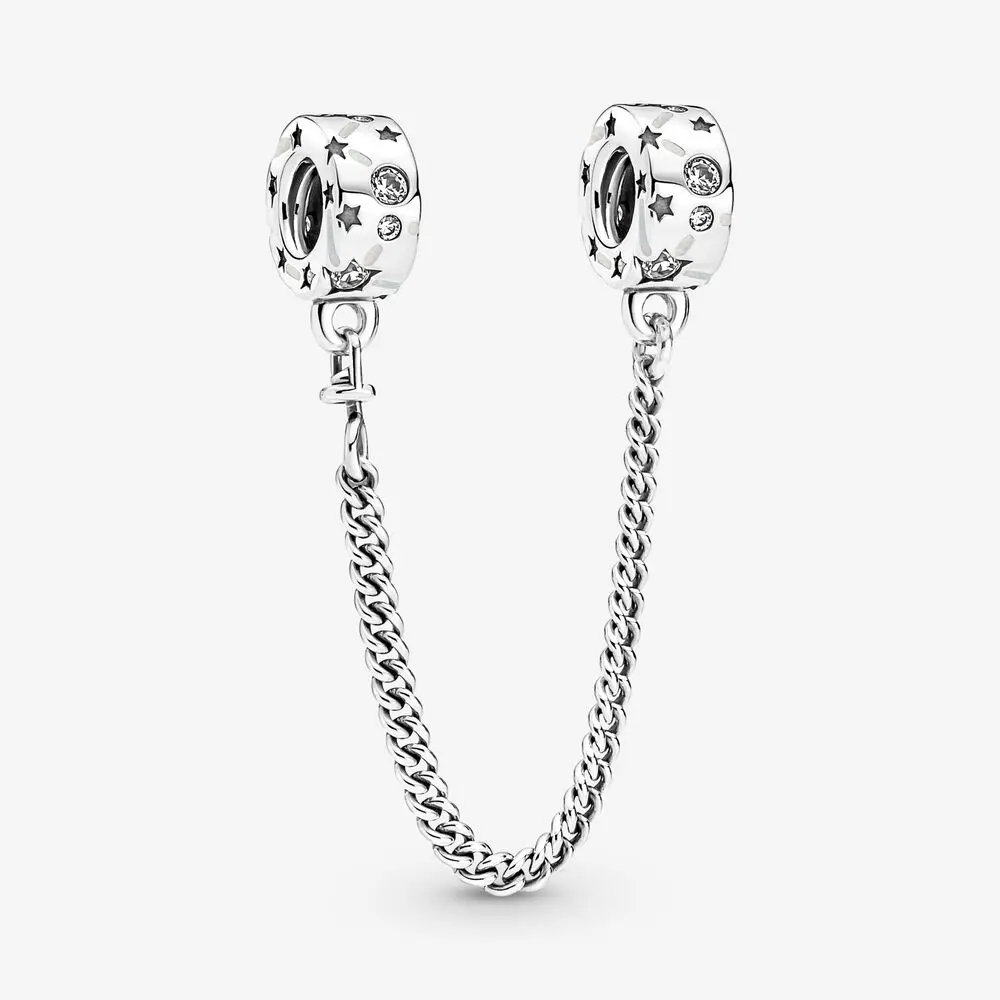 2022 Hot Sale 925 Sterling Silver 18 models Zircon Safety chain Charms Bead Fit Original Pandora Bracelets Charm Dangle DIY