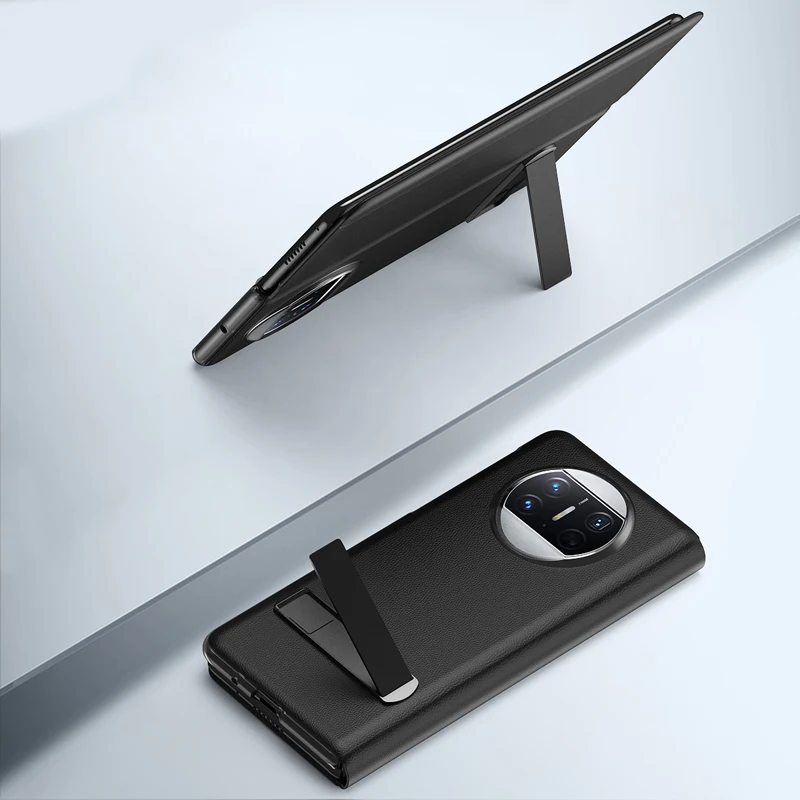 For Huawei Mate X3 Case Luxury Premium Leather Smart Touch Silde Window View Flip Cover with Bracket for Huawei Mate X3