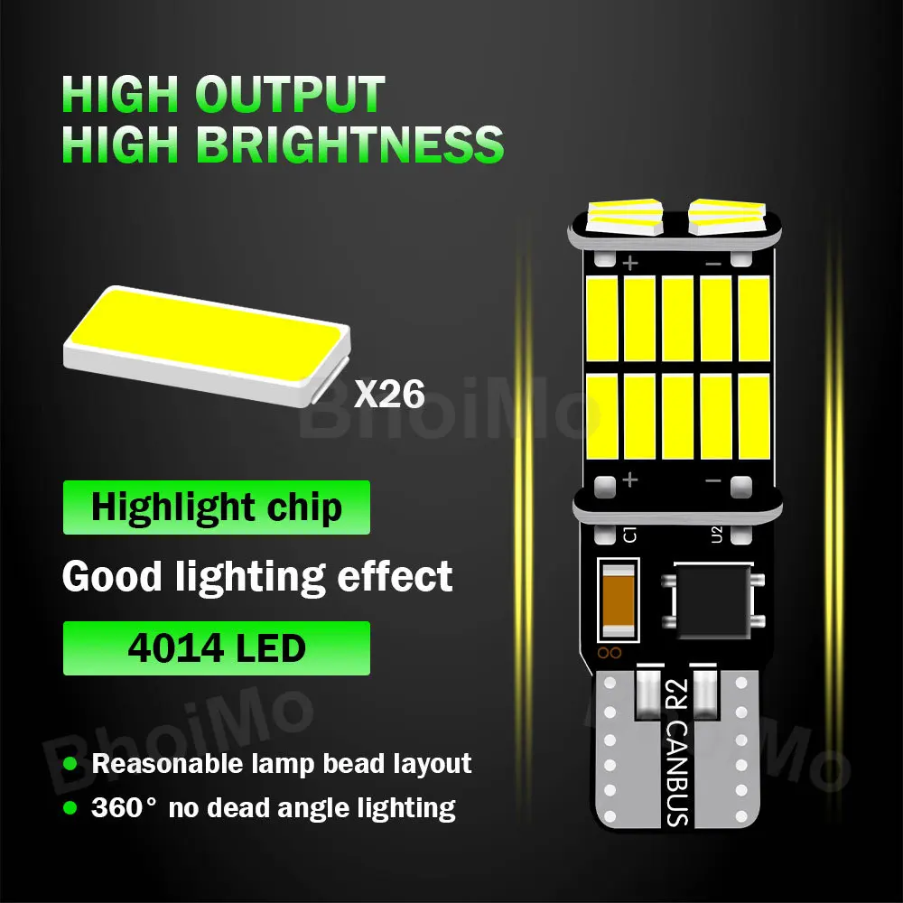 BhoiMo 1x 26smd Led T10 BAX9S BAY9S H6W H21W Bulb WY5W W5W 194 T4W 4014  BA9S Interior Parking Light Signal Lamp Amber DRL Car - AliExpress