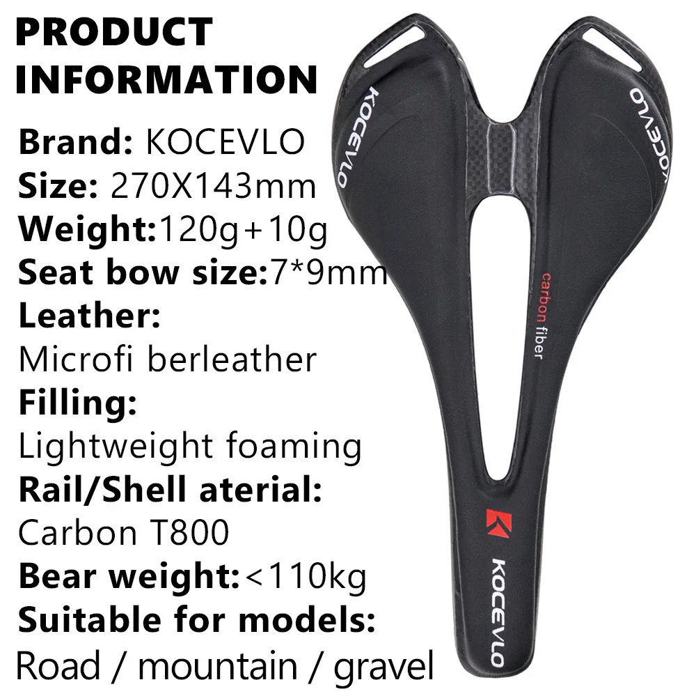 Kocevlo carbon sattel t800 carbon faser + leder faser ultraleicht fahrrad mtb bike sattel sitz – Detail 1