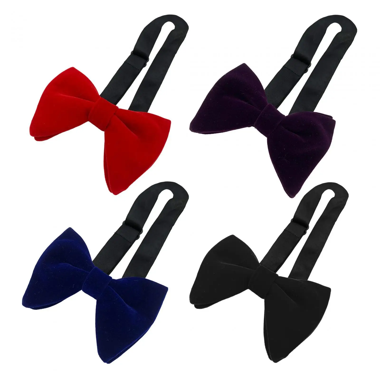 Men`s Velvet Bow Tie Solid Color Oversized Bow Tie for Tuxedo Party Wedding