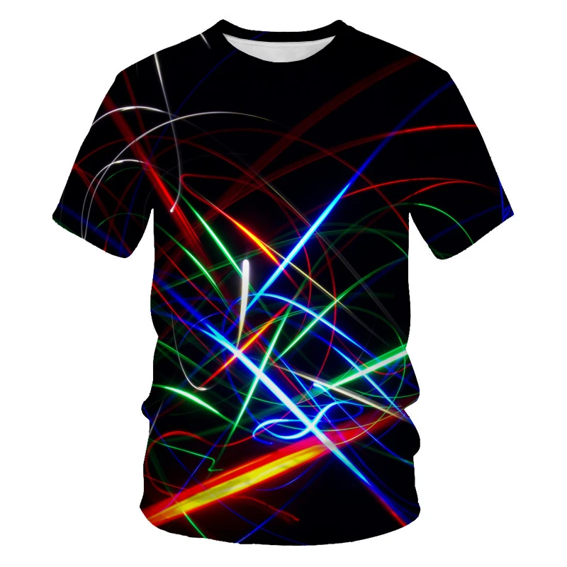 

Мужская рубашка с 3D-принтом, креативный индивидуальный спектр цветов, повседневный трендовый уличный красивый топ с круглым вырезом и короткими рукавами