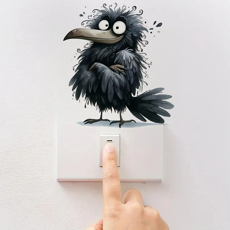 1pc Funny Black Raven Sticker Water-proof Home Wall Decal for Wall Bathroom Cabinet Door Toilet Car Laptop wall stickers,toilet stickers