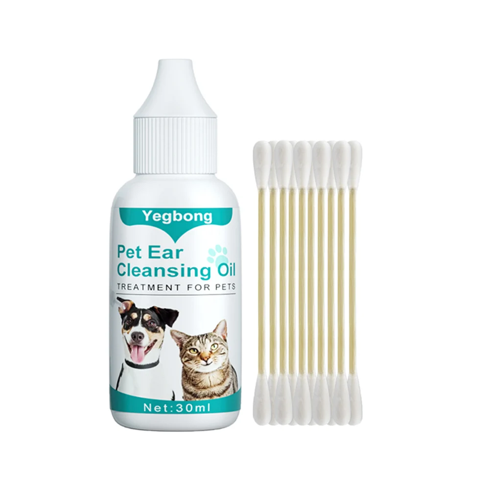 30ml Dog Ear Cleaning Remove Mites Cat Ear Deodorant Oil Soothe Discomfort Cat Wash Set Anti-ticks for Pet Cleaning Supplies