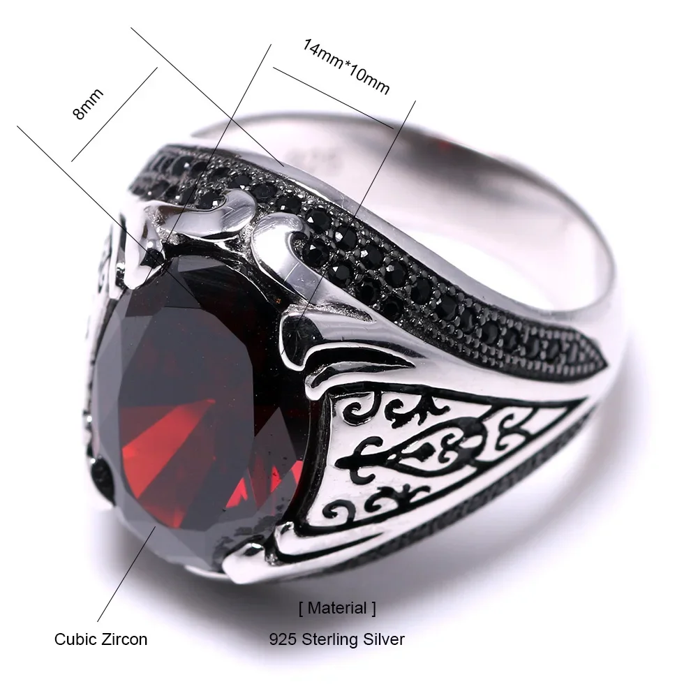 Silver Rings Guaranteed 925 Silver Rings Luxury Turkish Jewellery For Men And Women With Zircon Stone Retro Vintage Rings