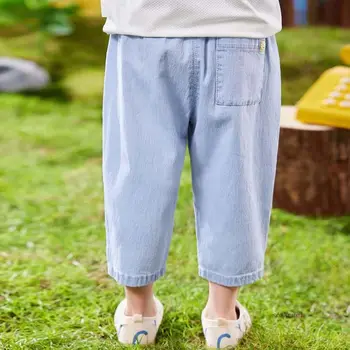 Pantaloni estivi in denim per bambini 2025 Nuovi bambini di moda Casual Jeans blu morbidi Pantaloni larghi Ragazzi Ragazze Abbigliamento per bambini 1