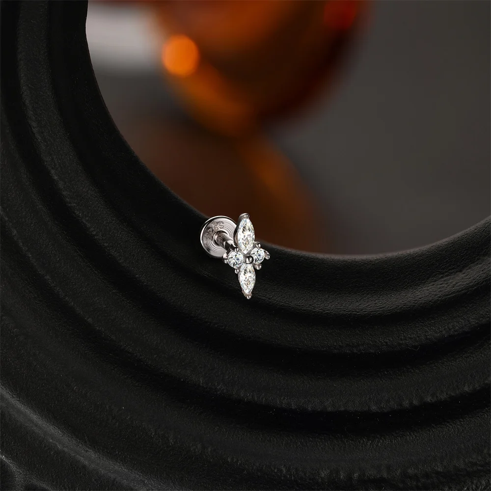 ROXI 1 Stück klassischer Wassertropfen/Augen Moissanit Piercing Flachkopf Faden Ohrring Damen 925 Sterling Silber Edlen Schmuck Geschenke – Detail 14