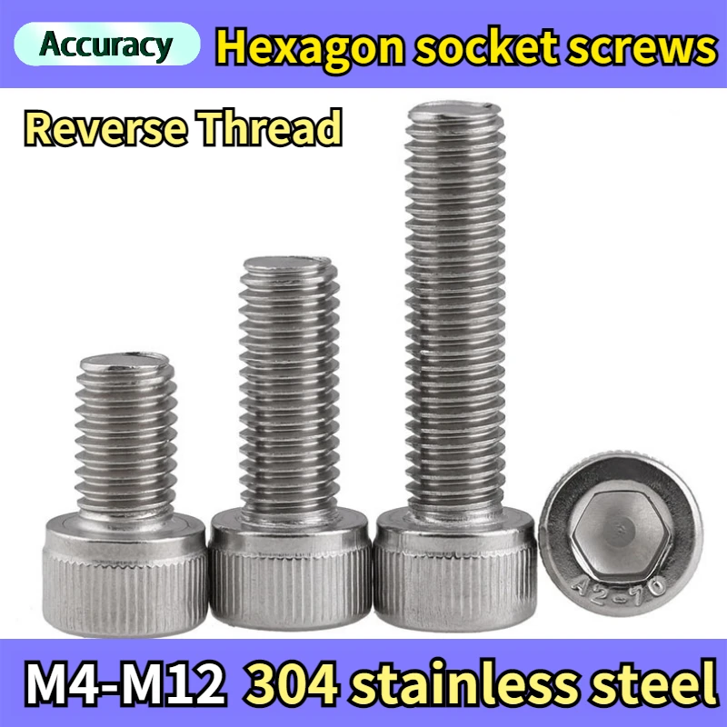 

M4-M12 Hexagon Socket Reverse Thread Bolt 304 Stainless Steel Left Thread / Reverse Thread / Left Internal Hexagonal Screw 1PCS