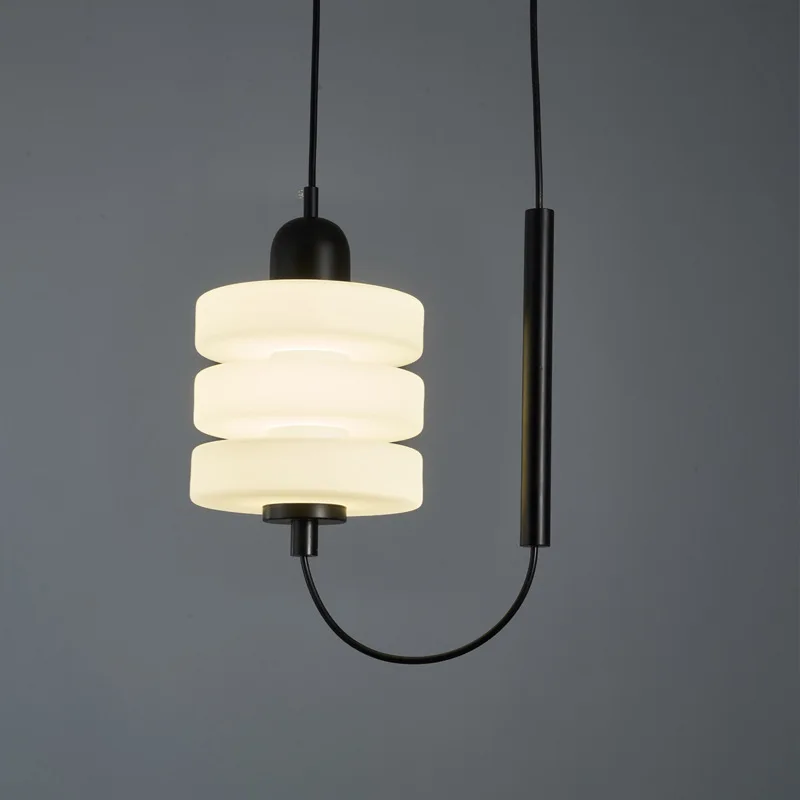 

Bedroom Side Pendant Light Minimalist Design White Glass Threaded Lamp Modern Home Decor Kitchen Restaurant Island Hanging Lamps