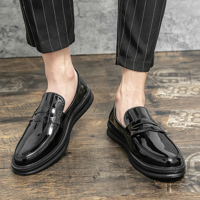 New Handmade Men's Black White Leather Penny Loafer Dress Shoes, Men D –  theleathersouq