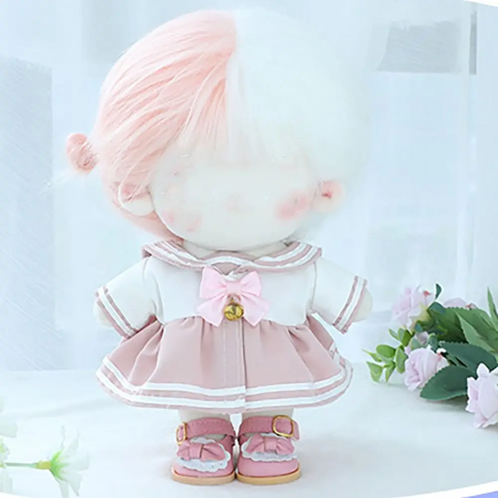 드레싱 소품 변경 게임 플레이 하우스 인형 옷 20cm, 선원 복장 드레스 코튼 봉제 매듭 보우 벨