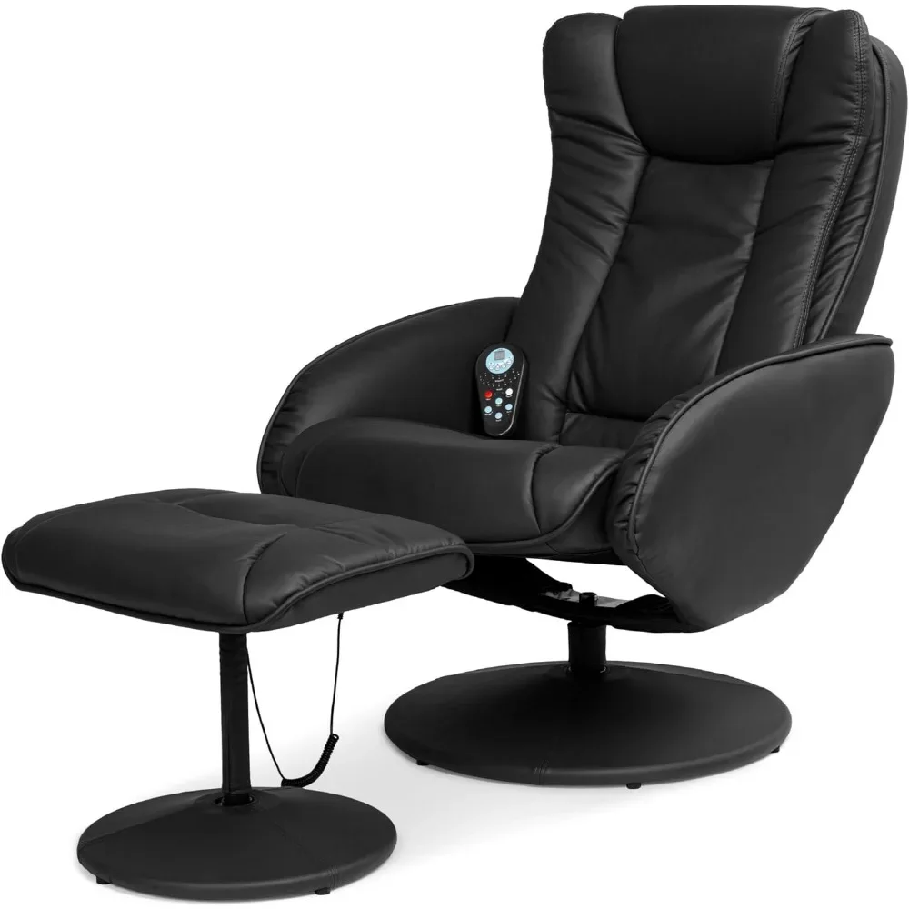 Faux Leather Electric Massage Recliner with Ottoman