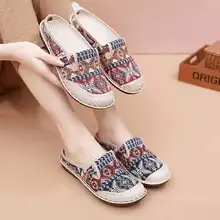  women's shoes 2023 new summer hollow out breathable soft sole, one step mother ethnic style old Beijing cloth women's shoes 
