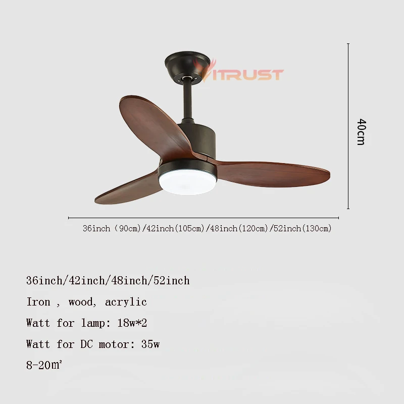Ventilatore A Soffitto Con Luce LED 40cm – Silenzioso, Telecomando, 6 Velocità E Motore DC Reversibile - 4