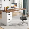 Tribesigns Computer Desk with 5 Drawers, 47 inches Rustic Brown Home Office Desk with Storage, Modern Simple Laptop Desk Study W 5