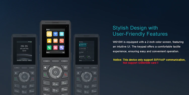 Description Picture 3 of itemLINKVIL Wireless WiFi SIP VoIP Protocol Audio Handheld Phone for Office Home Hotels Portable with Belt Clip US Plug SIP Phone