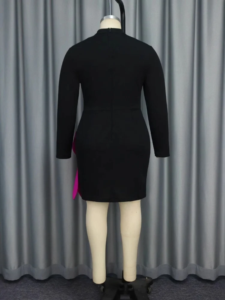 Wmstar Dress Whomen Wholesale African Style Long Sleeved with Contrasting Colors Fashionable Party Banquet Dress Form Fitting