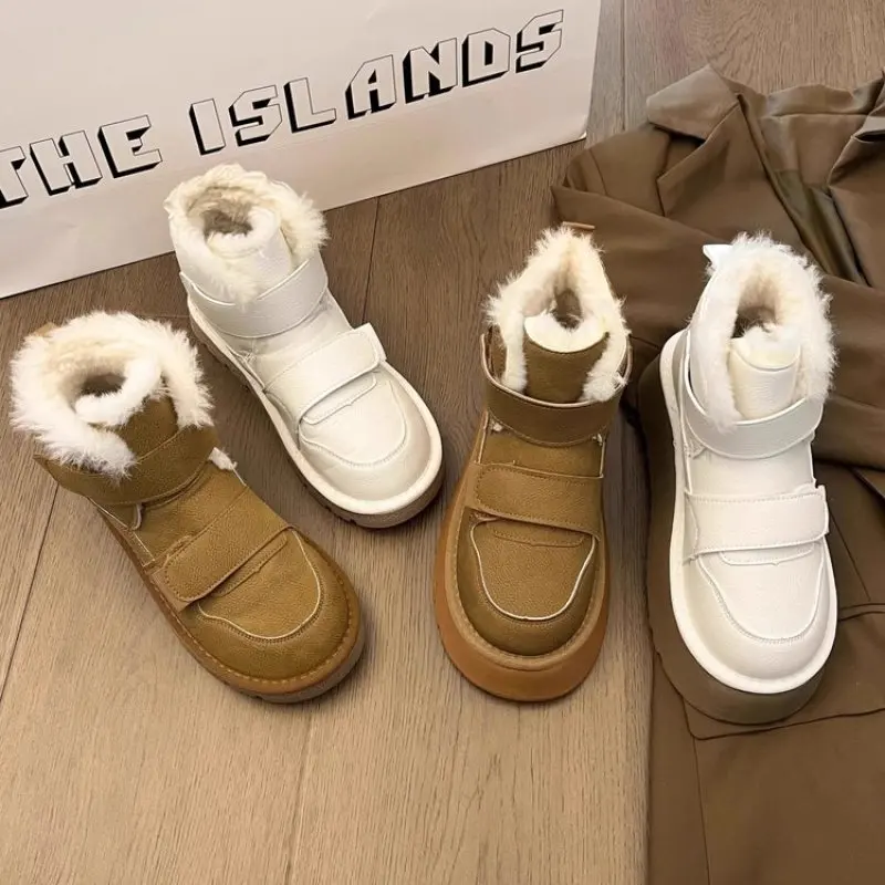 2024 NEW Winter new warm women's thick-soled boots real sheepskin wool warm women's elevated shoes thick-soled luxury snow boots