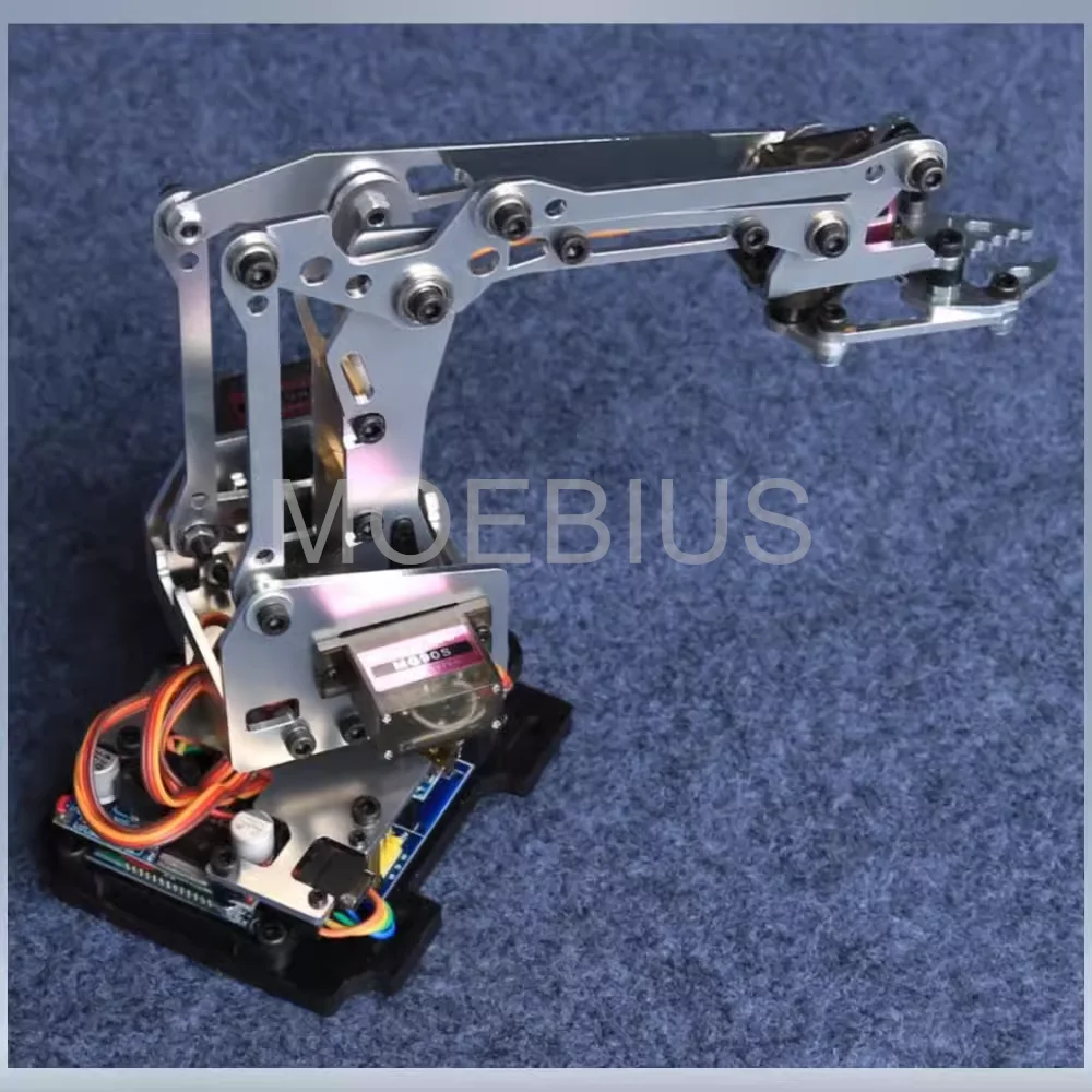 MOEBIUS 4 DOF Metal MeArm Robot Arm Kit with 4 Metal Gears Servo Compatible with Arduino Robotics Arm DIY Mechanical Claw Clamp