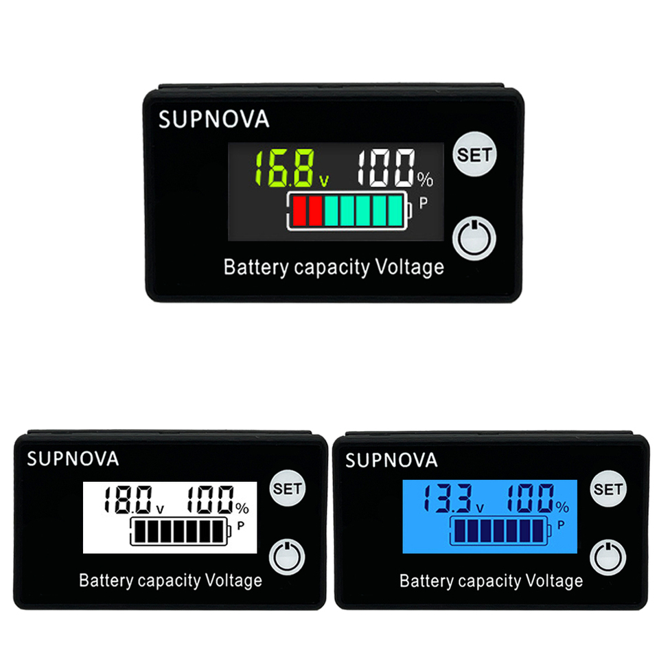 Battery Capacity Indicator DC 8V-100V Lead Acid Lithium LiFePO4 Car Motorcycle Voltmeter Voltage Gauge 12V 24V 48V  60V 72V 84V