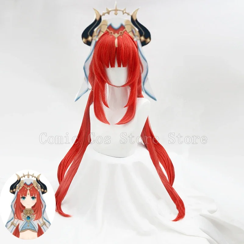 

Парик для косплея Game Genshin Impact Nilou, длинные прямые, красные, оранжевые, с градиентом, теплостойкие синтетические парики из волос длиной 95 см, Sumeru