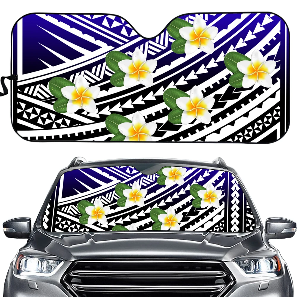 

INSTANTARTS New Style Universal Car Sun Shade Cover Gradient Polynesian Plumeria Print Auto Window Protector Anti-UV Sun Shade