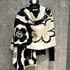 Elegant Camellia Black and White Shawl - Breathable and Warm Polyester Women's Scarf | Perfect for Spring and Fall Fashion 2