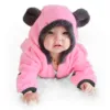 3 6 12 18 24 Months Winter Baby Hooded Romper Infant Boys Girs Jumpsuit Toddler Cartoon Ears Jumpsuit Zip Children's Clothes 1
