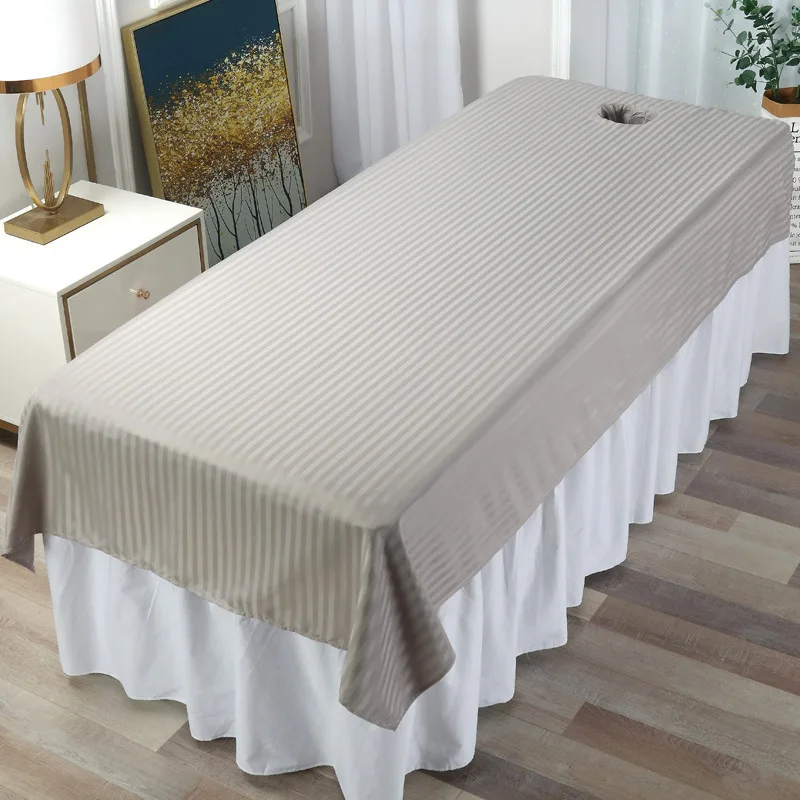 Beauty Salon Spa Bed Sheet Massage Treatment Bedspread Solid Color Cotton Soft Comfort Breathable Club Spa Bed Cover With Hole  5