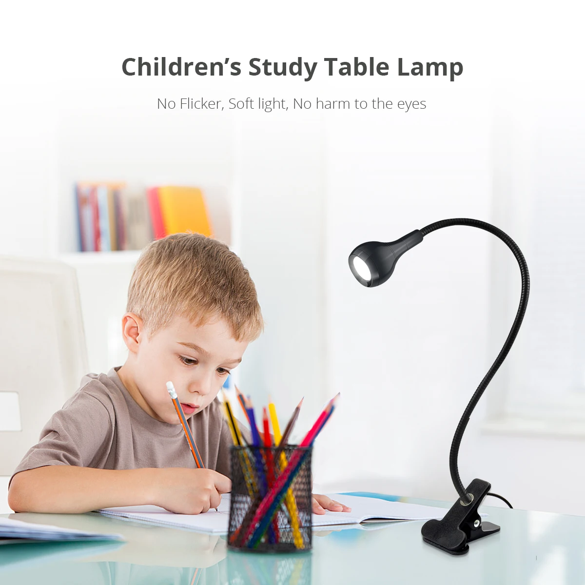 360 Degrees Flexible Desk Lamp with Holder Clip USB Power Lamp Reading Book Light Clip-On Cable With On Off Switch Night Light 3