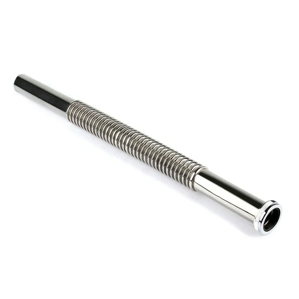 Stainless Steel Bathroom Sink Siphon Waste Drain Flexible Pipe Hose 80cm 1pcs Silver Kitchen Fixture